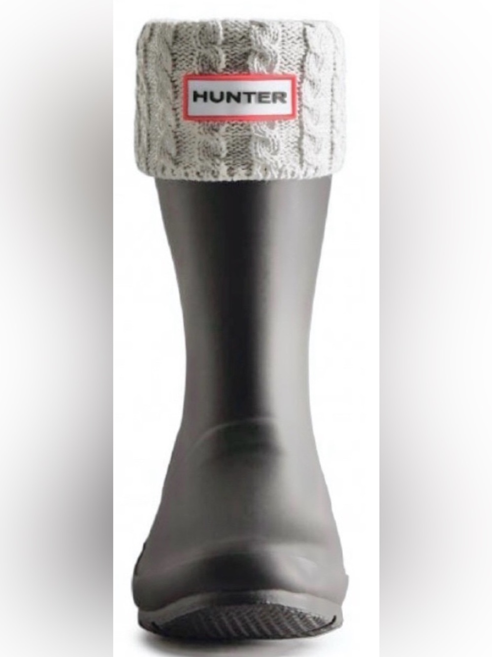 Hunter boot socks short with gray cable knit cuff size large (8-10) new in box